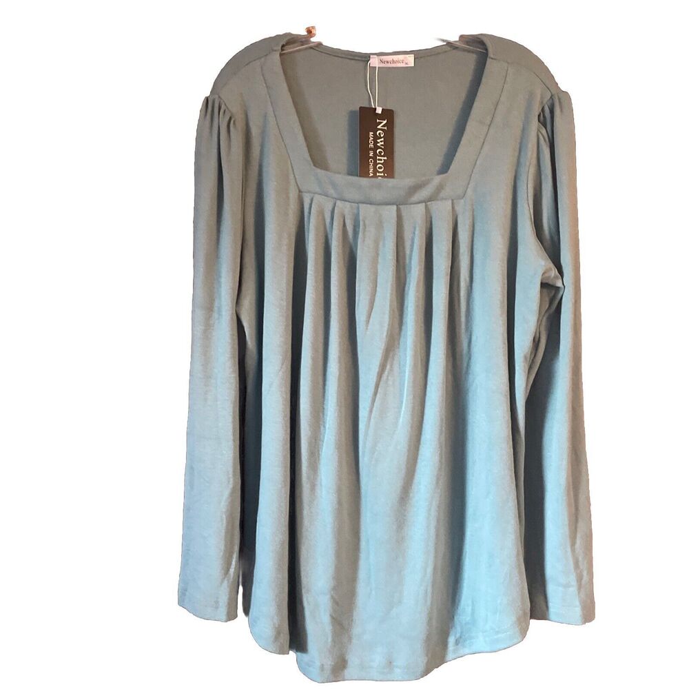 Blouse Blue Long Sleeve Shirt NWT Newchoice Size XL Polyester